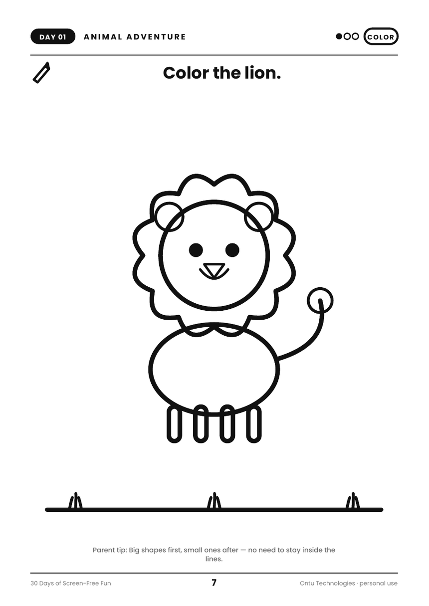 Big, friendly outlines made for small hands and fat crayons.